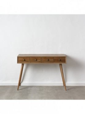 CONSOLA 4 CAJONES NATURAL DM-MADERA 110 X 40 X 78 CM