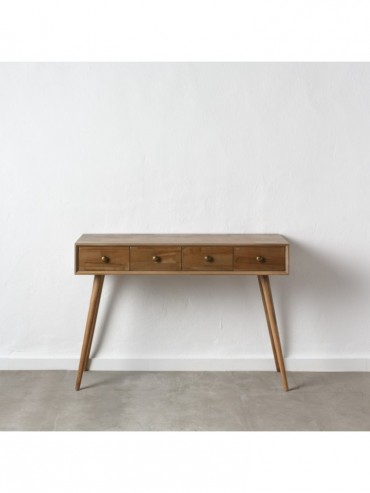 CONSOLA 4 CAJONES NATURAL DM-MADERA 110 X 40 X 78 CM