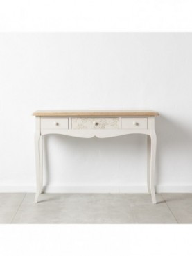 CONSOLA 3 CAJONES BLANCO-NATURAL 110 X 40 X 78 CM