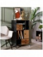 MUEBLE AUXILIAR NEGRO-NATURAL 60 X 38 X 102 CM