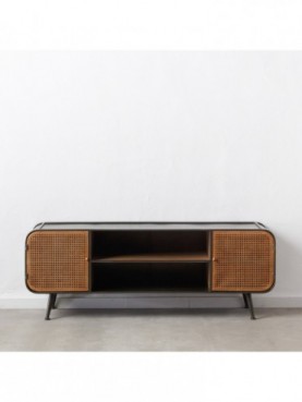 MUEBLE TV NATURAL-NEGRO MADERA / METAL 150 X 39 X 55 CM