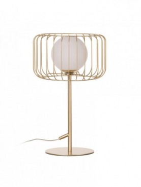 LÁMPARA MESA ORO-BLANCO METAL-CRISTAL 30 X 30 X 48 CM
