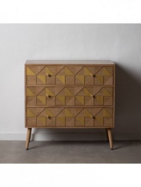 CÓMODA NATURAL-ORO MADERA PAULONIA 80 X 40 X 79,50 CM