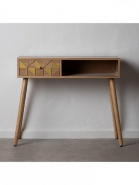 CONSOLA NATURAL-ORO MADERA PAULONIA 89 X 30 X 78,50 CM