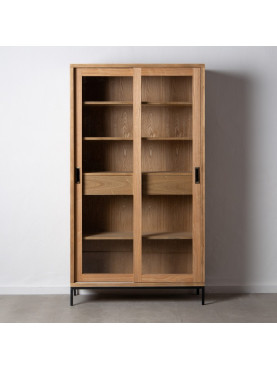 VITRINA ESPIGA NATURAL MADERA / METAL 109 X 42 X 198 CM
