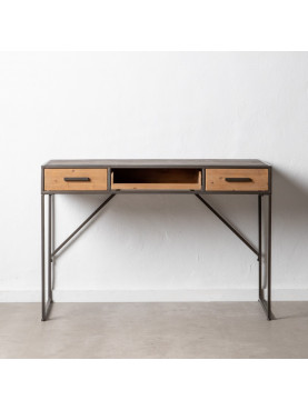 ESCRITORIO NEGRO-NATURAL MADERA / METAL 120 X 57 X 82 CM