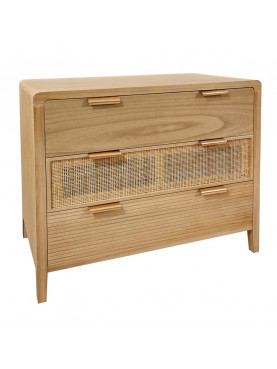 CÓMODA NATURAL MADERA-RATÁN DORMITORIO 80 X 40 X 82 CM