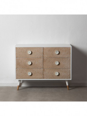CÓMODA BLANCO-NATURAL MADERA DE PINO 100 X 40 X 80 CM