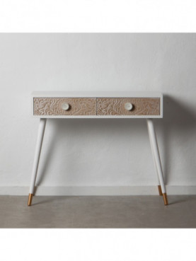 CONSOLA BLANCO-NATURAL MADERA DE PINO 90 X 40 X 77 CM