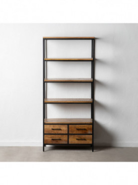 ESTANTERÍA NATURAL-NEGRO MADERA-HIERRO 80 X 40 X 180 CM