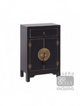 MESITA 2 PUERTAS Y 1 CAJÓN NEGRO 45 X 26 X 69 CM