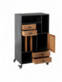 MUEBLE AUXILIAR NEGRO-NATURAL 60 X 38 X 102 CM