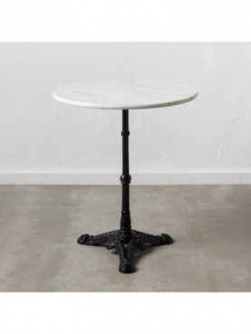 MESA AUXILIAR BLANCO-NEGRO METAL-MÁRMOL 60 X 60 X 71 CM