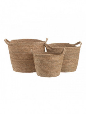 S/3 CESTOS NATURAL FIBRA NATURAL 33 X 33 X 38 CM