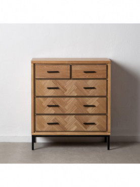 CÓMODA ESPIGA NATURAL MADERA / METAL 80 X 40 X 91,50 CM