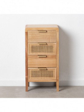 MESITA NATURAL MADERA-RATÁN DORMITORIO 40 X 30 X 77,50 CM
