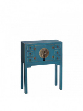 CONSOLA 2 PUERTAS Y 6 CAJONES AZUL DM 63 X 26 X 80 CM