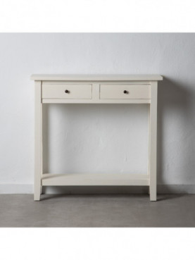 CONSOLA BLANCO ROTO MADERA MINDI SALÓN 90 X 30 X 85 CM