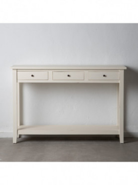 CONSOLA BLANCO ROTO MADERA MINDI SALÓN 136 X 40 X 90 CM