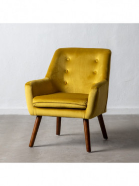 SILLÓN TERCIOPELO MOSTAZA TEJIDO-MADERA 67 X 67 X 81,50 CM