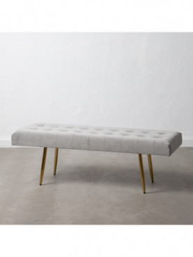 BANQUETA TERCIOPELO GRIS TEJIDO-METAL 118 X 43 X 41,50 CM