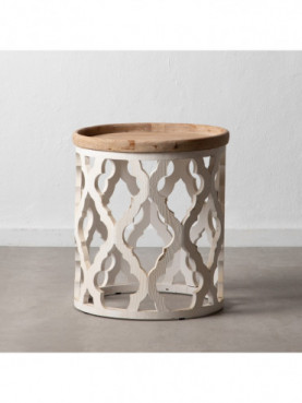 MESITA BLANCO-NATURAL 50 X 50 X 56 CM