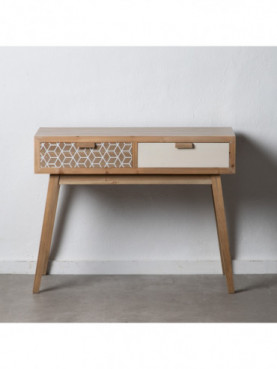 CONSOLA GEOMÉTRICO NATURAL-BLANCO 95 X 40 X 75 CM