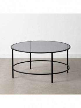 MESA CENTRO NEGRO METAL / CRISTAL SALÓN 90 X 90 X 45,50 CM