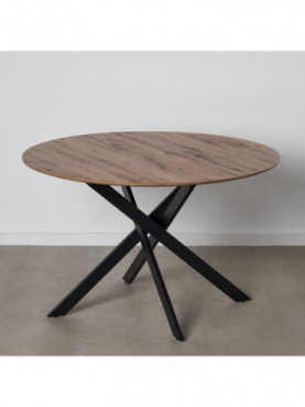 MESA COMEDOR NATURAL-NEGRO DM-METAL 120 X 120 X 75 CM