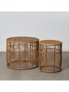S/2 MESA AUXILIAR NATURAL BAMBÚ SALÓN 63 X 63 X 52 CM