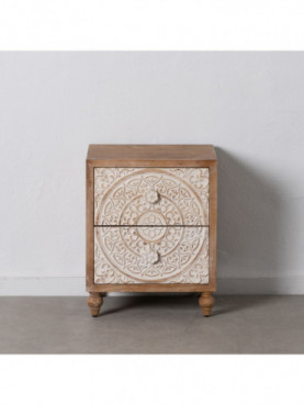 MESITA NATURAL-BLANCO MADERA DORMITORIO 47 X 43 X 58 CM