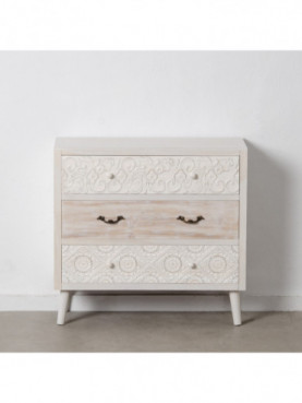CÓMODA NATURAL-BLANCO MADERA DE ABETO 80 X 33 X 76 CM