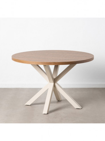 MESA COMEDOR NATURAL-BLANCO DM-METAL 120 X 120 X 76 CM