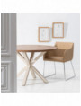MESA COMEDOR NATURAL-BLANCO DM-METAL 120 X 120 X 76 CM