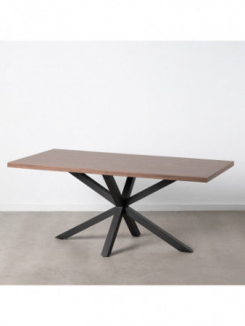 MESA COMEDOR MARRÓN-NEGRO DM-METAL 180 X 90 X 76 CM