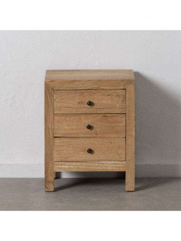 MESITA NATURAL MADERA MINDI DORMITORIO 43 X 34 X 55 CM