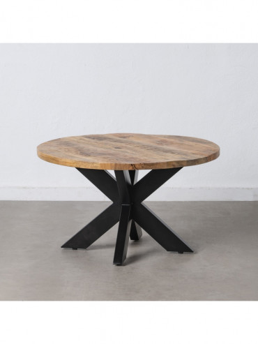 MESA CENTRO NATURAL-NEGRO MADERA-HIERRO 80 X 80 X 45 CM