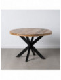 MESA COMEDOR NATURAL-NEGRO MADERA-HIERRO 120 X 120 X 79 CM