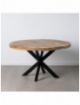 MESA COMEDOR NATURAL-NEGRO MADERA-HIERRO 140 X 140 X 77 CM