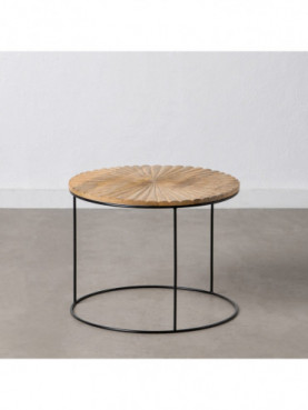 MESA AUXILIAR NATURAL-NEGRO MADERA-METAL 53 X 53 X 42 CM