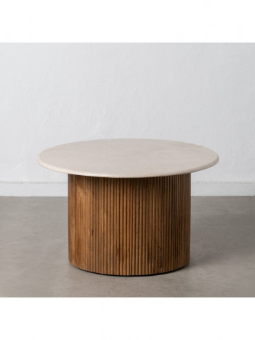MESA CENTRO NATURAL-CREMA MÁRMOL/MADERA 76 X 76 X 45 CM