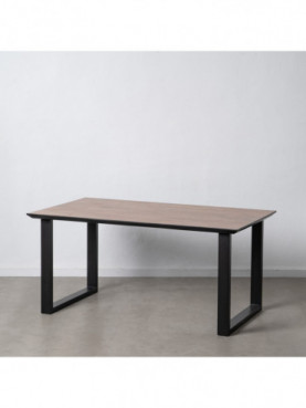 MESA COMEDOR NEGRO-MARRÓN MADERA-HIERRO 160 X 90 X 76 CM