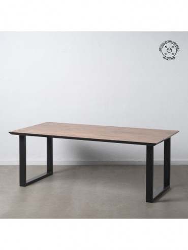 MESA COMEDOR NEGRO-MARRÓN MADERA-HIERRO 200 X 100 X 76 CM