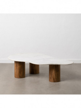 MESA CENTRO BLANCO-NATURAL MÁRMOL/MADERA 135 X 80 X 35 CM