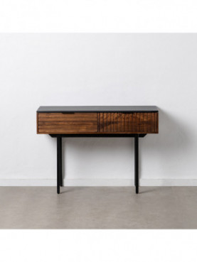 CONSOLA MARRÓN-NEGRO MADERA-HIERRO 110 X 40 X 76 CM