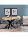 MESA COMEDOR NATURAL-NEGRO MADERA-HIERRO 130 X 130 X 77 CM