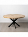 MESA COMEDOR NATURAL-NEGRO MADERA-HIERRO 150 X 150 X 77 CM