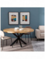 MESA COMEDOR NATURAL-NEGRO MADERA-HIERRO 150 X 150 X 77 CM