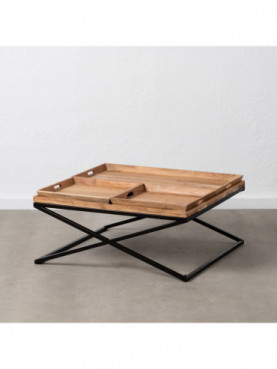 MESA CENTRO NATURAL MADERA DE MANGO 85 X 85 X 39 CM