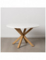 MESA COMEDOR BLANCO-NATURAL DM-METAL 120 X 120 X 76 CM